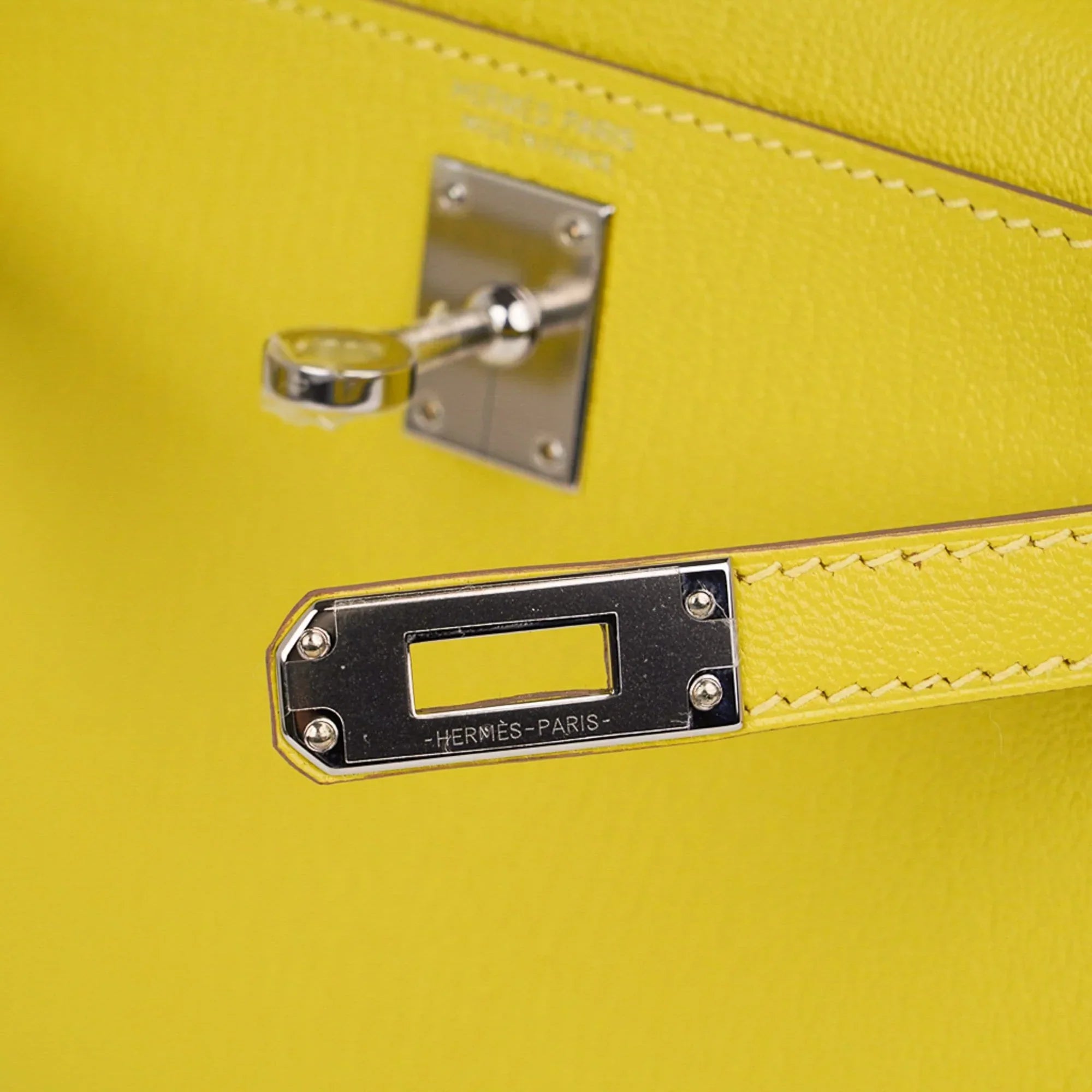 Kelly 20 Mini Sellier Bag Lime Chevre Leather Palladium New w/Box