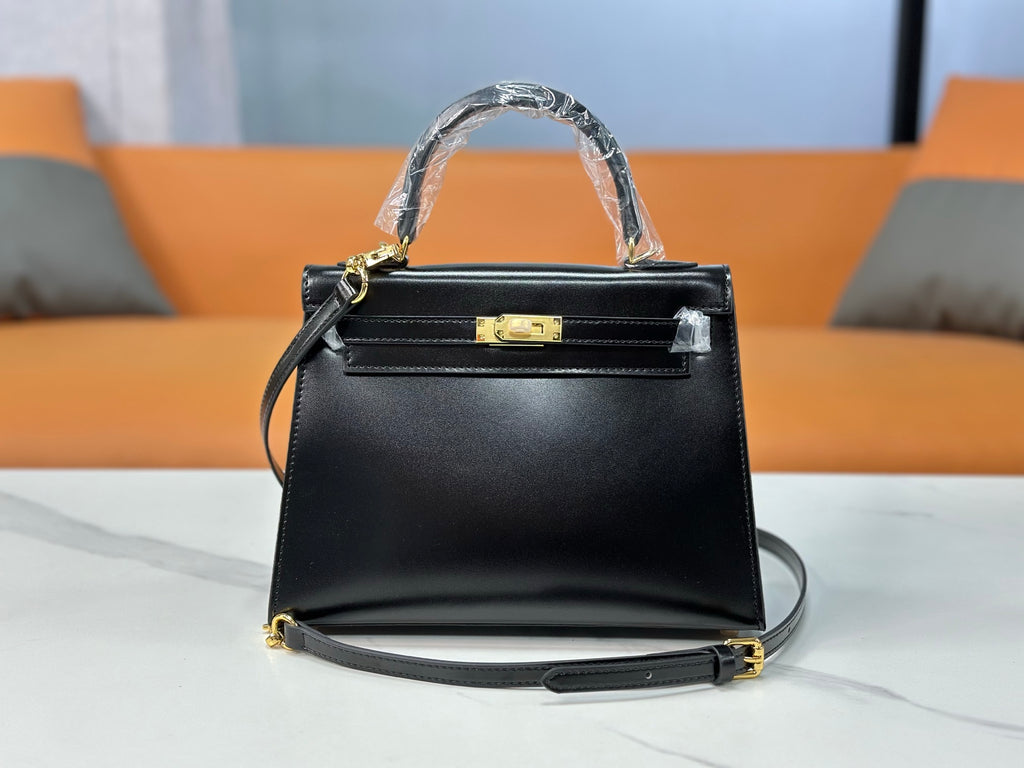 Kelly Sellier 19cm & 22cm & 25cm Noir Box Calf Leather Gold Hardware & Palladium Hardware Women Handbag