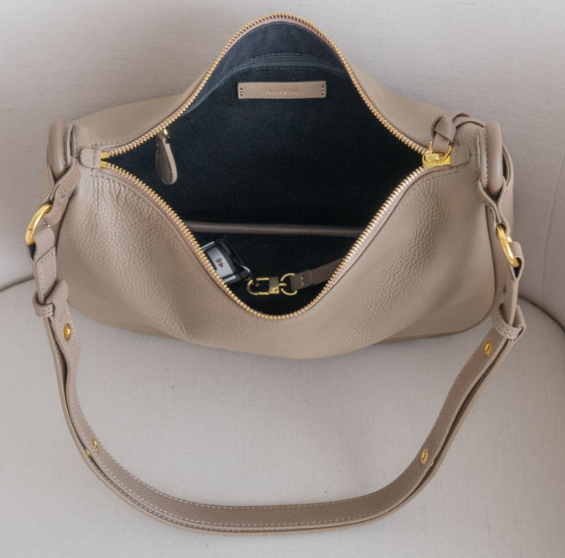 Adjustable-Strap Pebbled Leather Hobo Bag with Spacious Interior