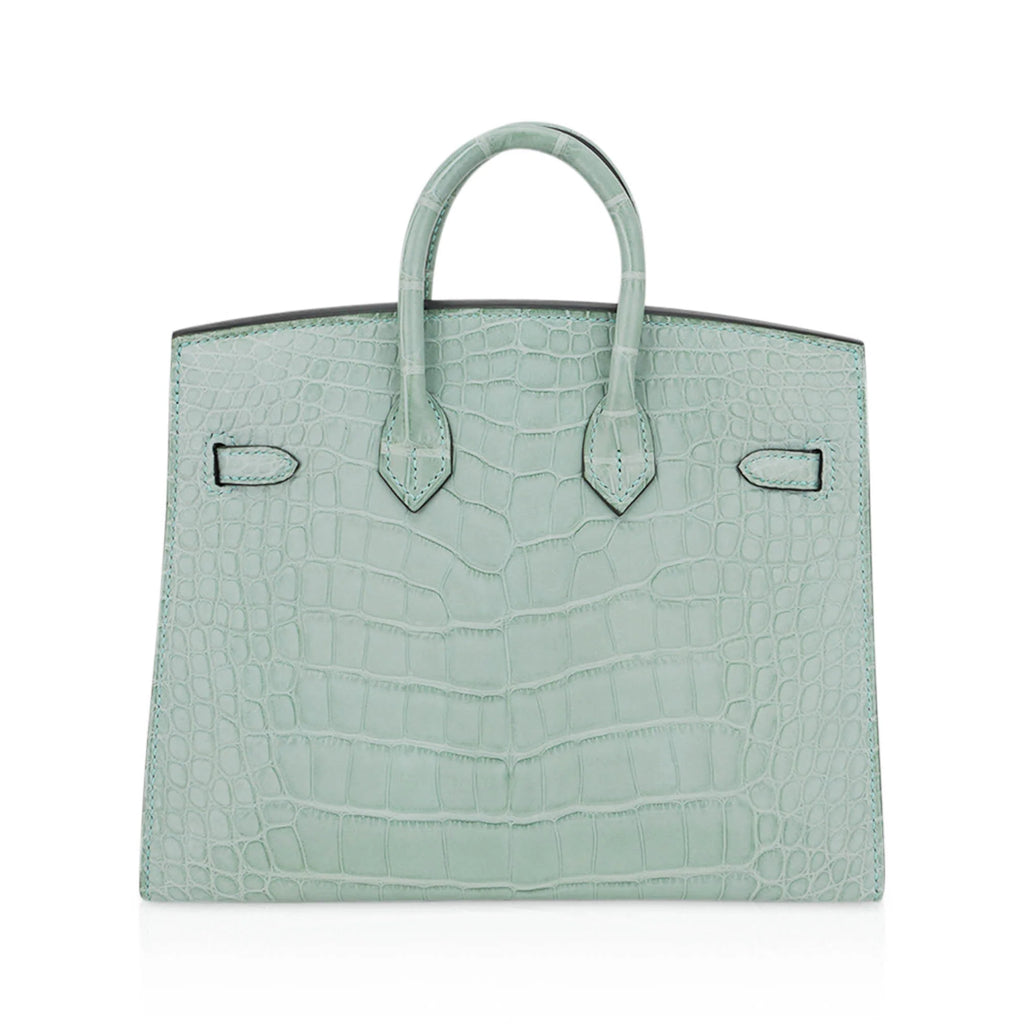 Limited Edition Birkin 20 Sellier Bag Vert D’Eau Matte Alligator with Gold Hardware