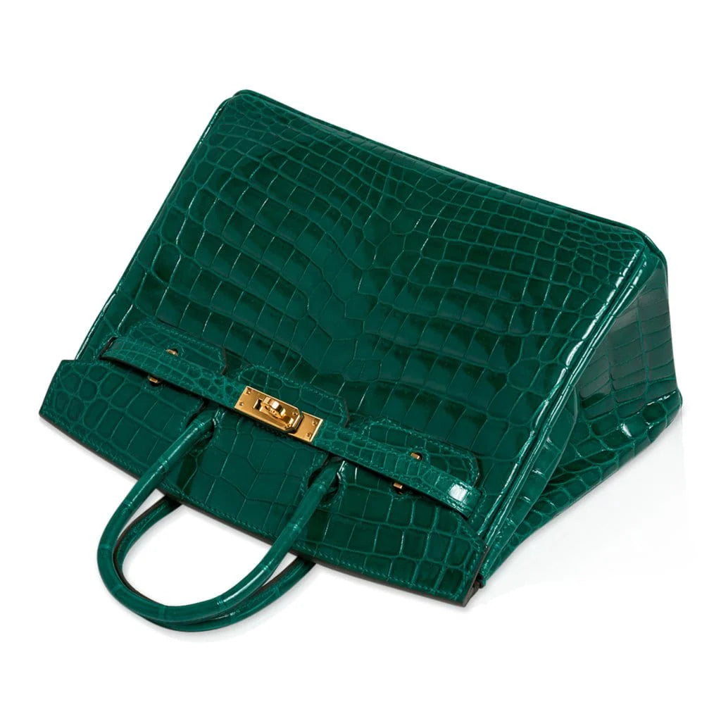 Birkin 25 Bag Emerald Crocodile Gold Hardware
