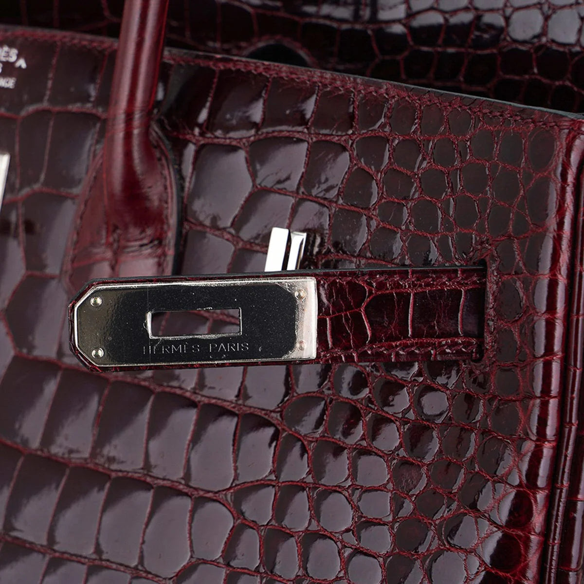 Birkin 35 Bag Bordeaux Porosus Crocodile with Palladium Hardware