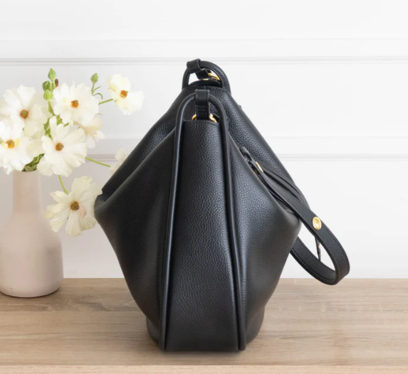 Adjustable-Strap Pebbled Leather Hobo Bag with Spacious Interior