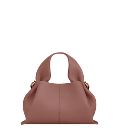 Soft Ruched Leather Handbag with Curved Top Handles