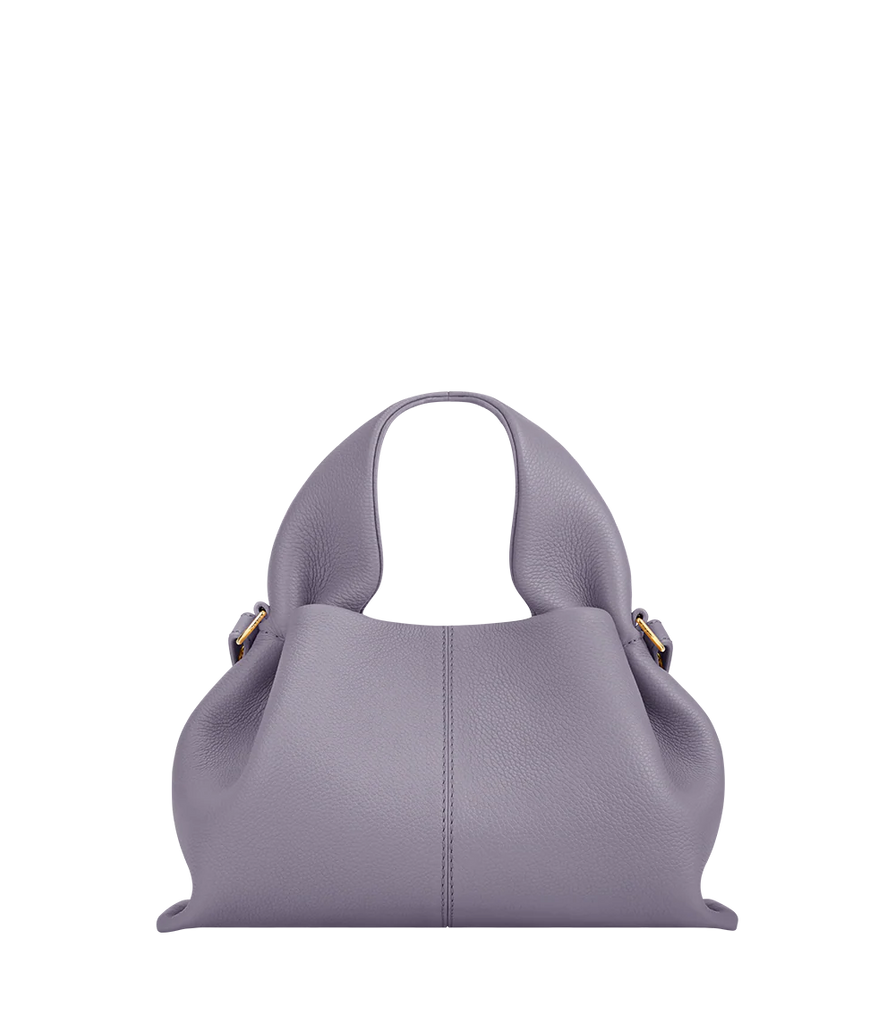 Soft Ruched Leather Handbag with Curved Top Handles
