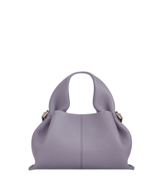 Soft Ruched Leather Handbag with Curved Top Handles